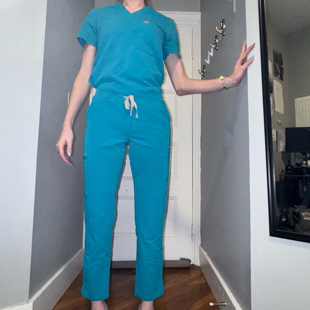 Teal Figs scrub set.